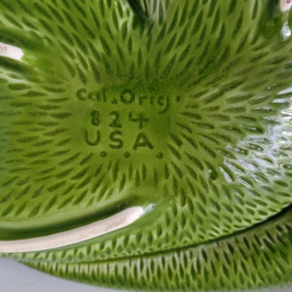 Vintage Mid Century California Original Abstract Green Leaf Ash Tray - Picture 7 of 11